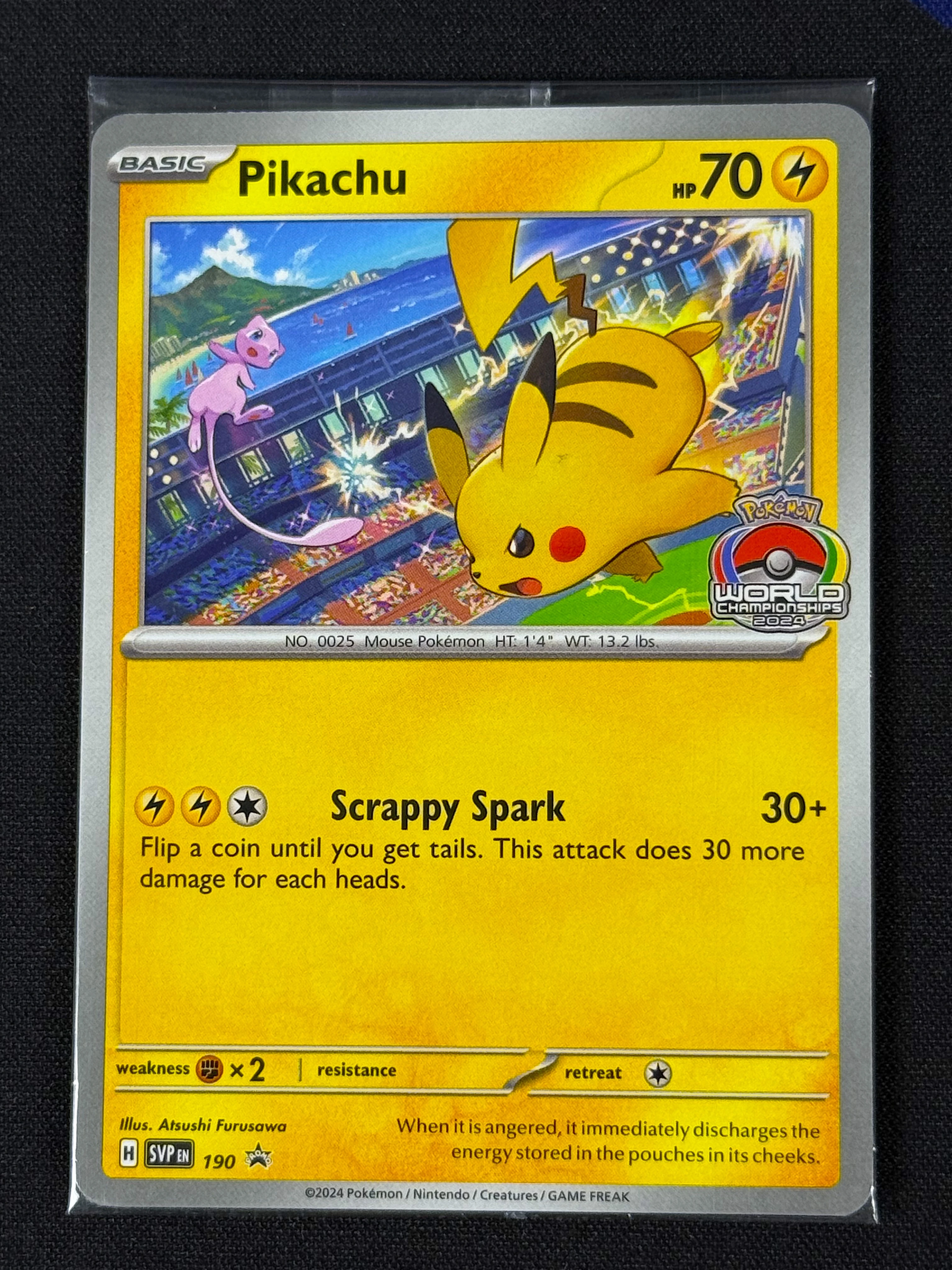 Pikachu Promo 2024 World Championships SVP EN 190 Pokemon Worlds SEALED PROMO