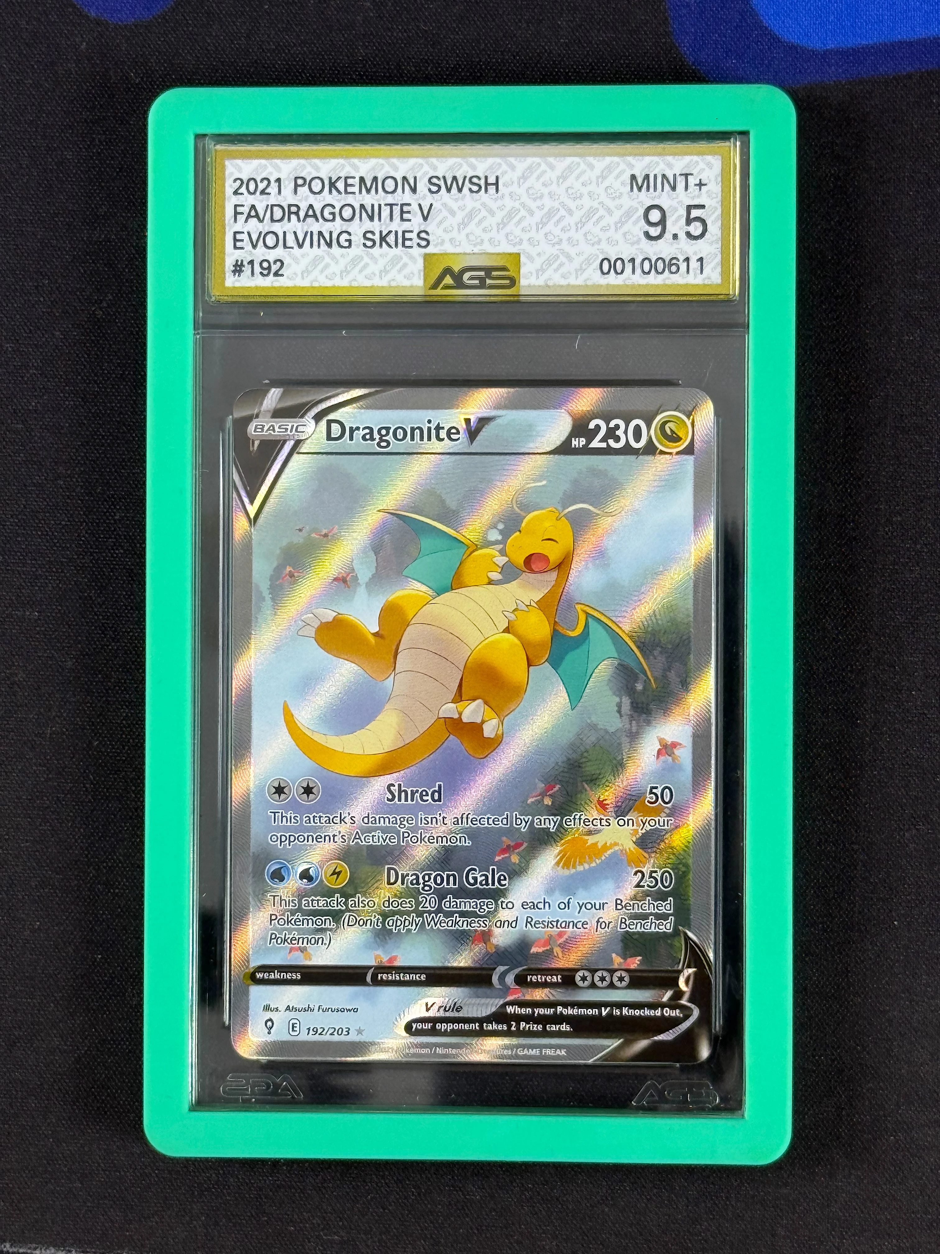 Dragonite V (Alternate Full Art) 192/203 Swsh07: Evolving Skies Holo AGS 9.5