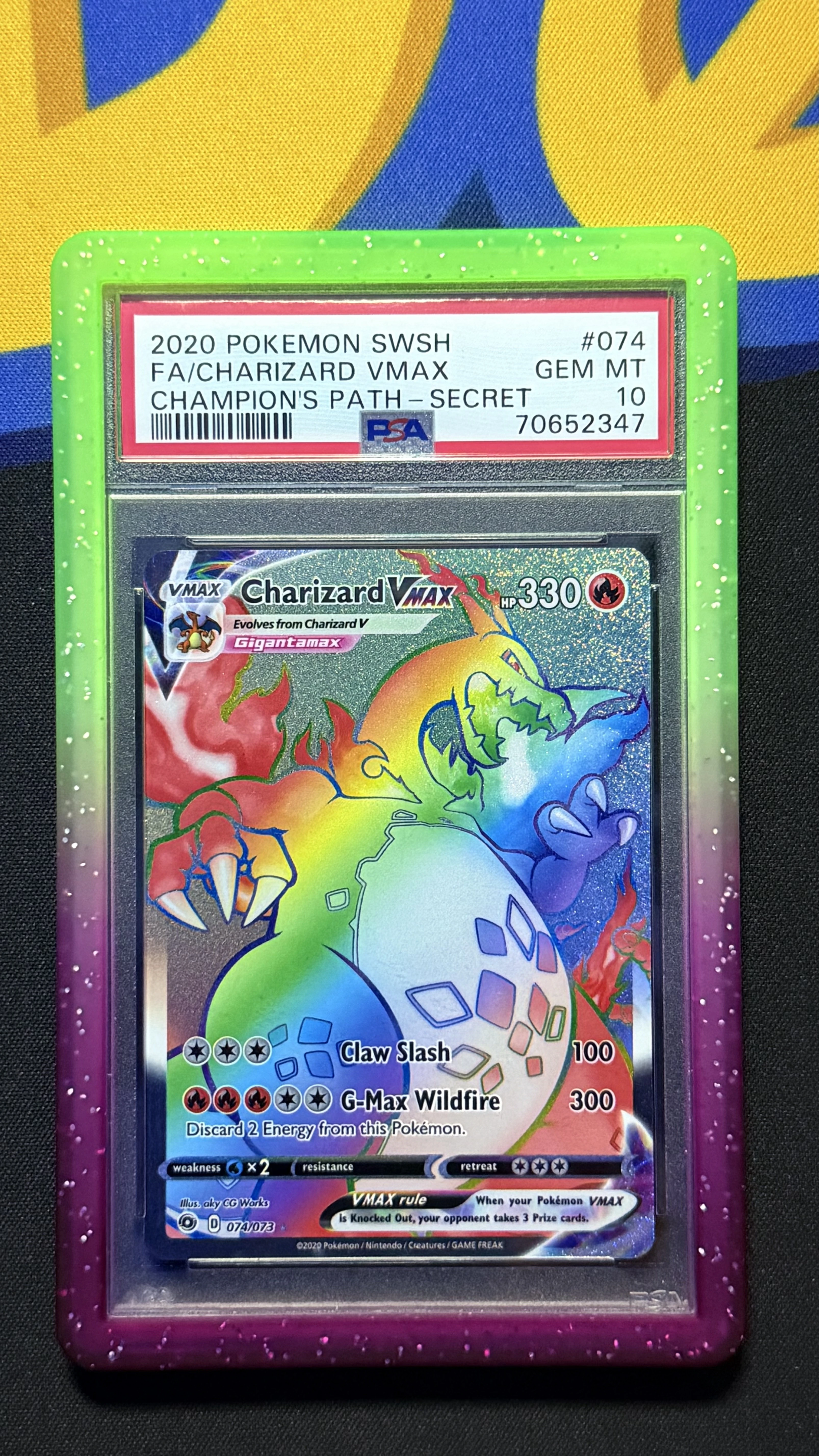 Charizard VMAX 74/73 Rainbow Secret Hyper Rare Champions Path PSA 10 GEM MINT