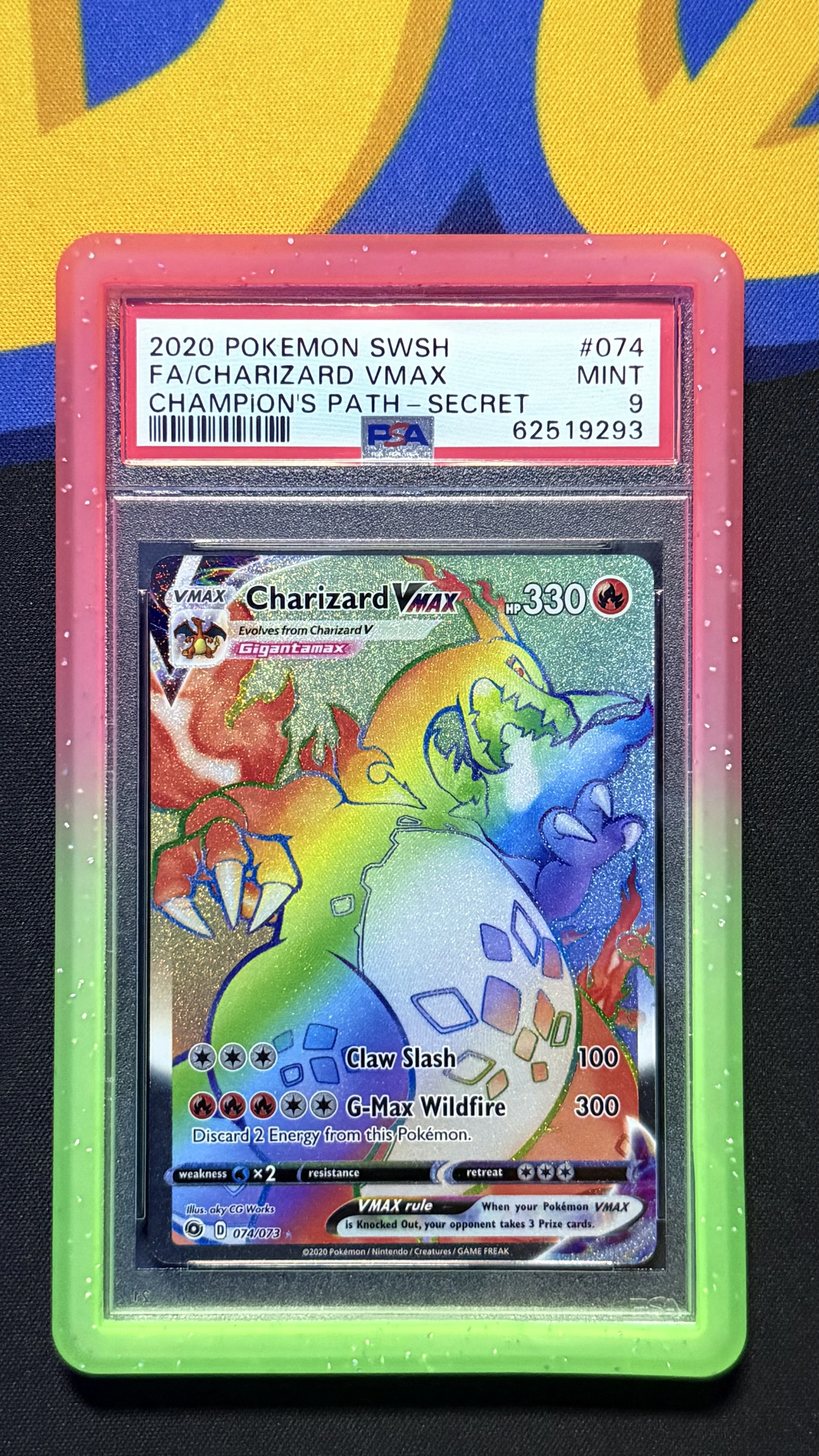 Charizard VMAX 74/73 Rainbow Secret Hyper Rare Champions Path PSA 9 MINT